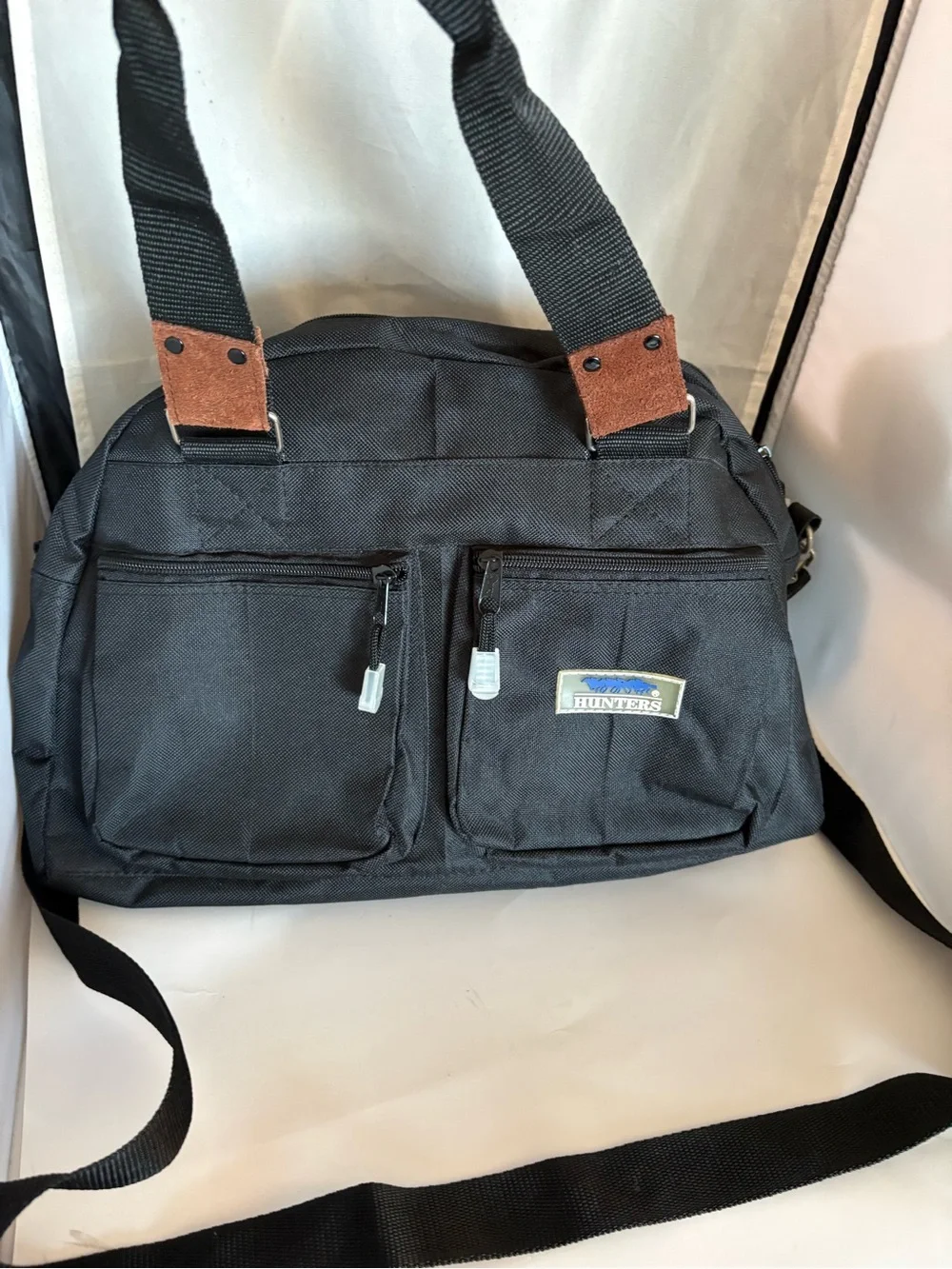 Hunter Black overnight Bag with Brown Accent Tabs